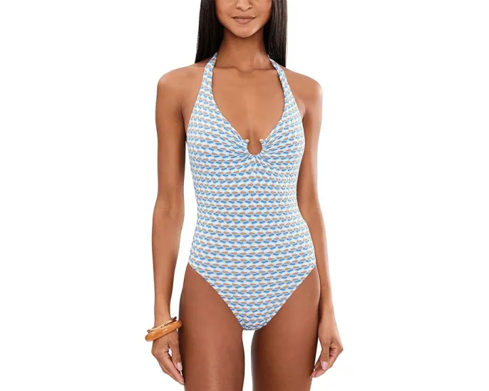Купальник цельный Mala с кольцом и халтером от Seafolly на завязках