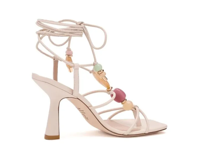 Босоножки Majorca Wrap Sandals 85 на шпильке с запахом и разноцветными камнями