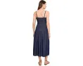 Джинсовое миди платье Pintucked Denim Midi Adrianna Papell с квадратным вырезом