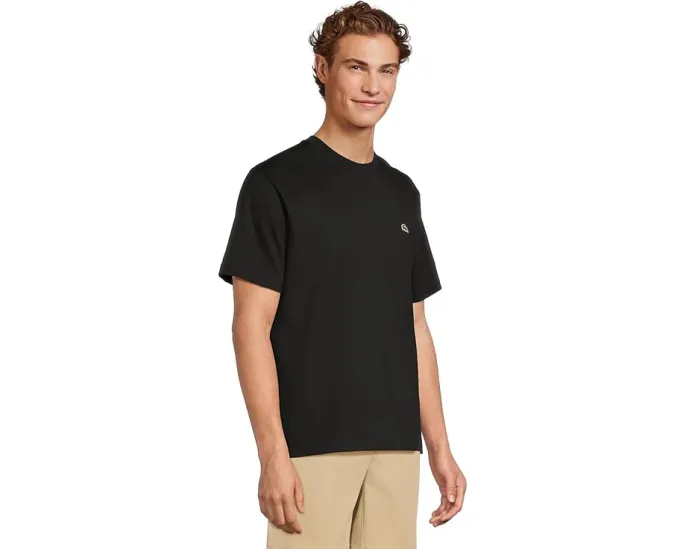 Хлопковая футболка Lacoste с вышитым крокодилом на груди