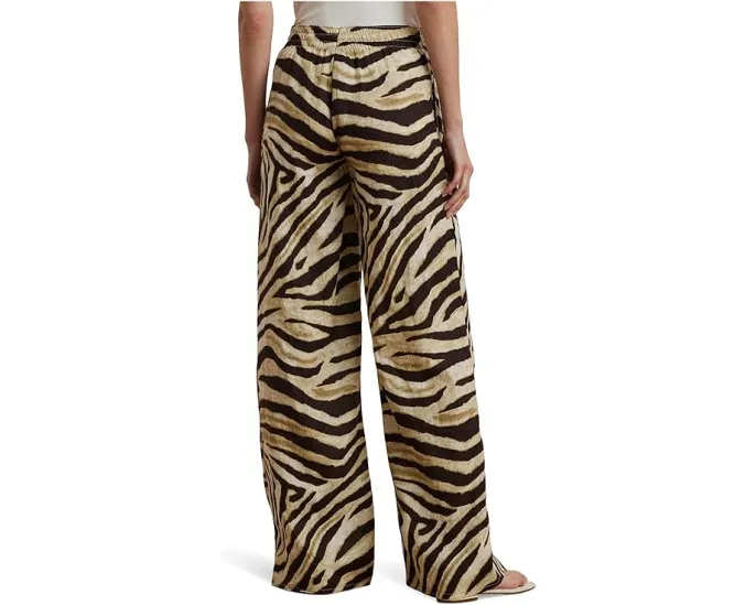Широкие брюки Lauren Ralph Lauren с зебровым принтом из льна
