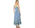 Платье макси NIC+ZOE Brushstroke Blues с принтом и ярусами