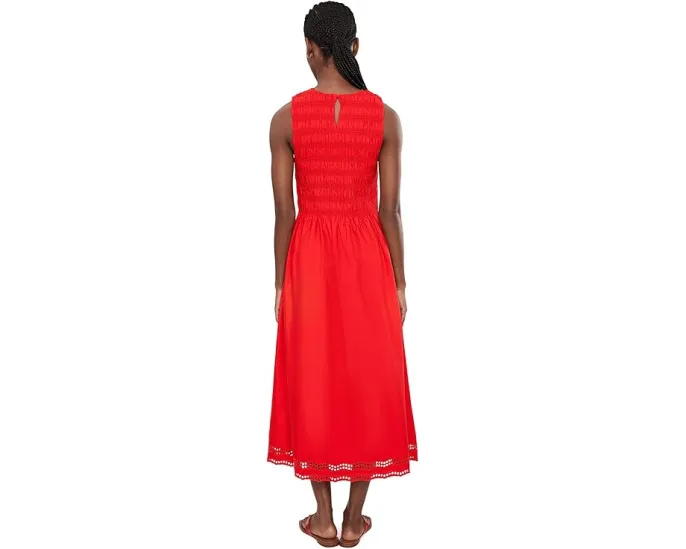 Платье с вышивкой Madewell Melody Smocked Midi из поплина
