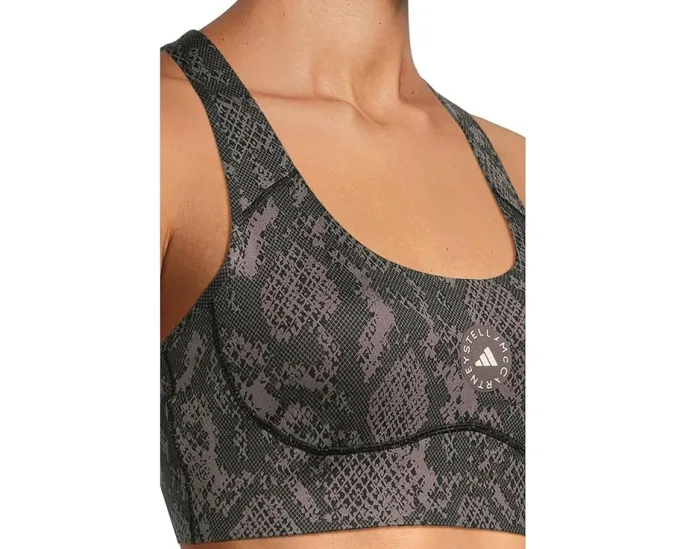 Тренировочный бра adidas by Stella McCartney средней поддержки с принтом питона