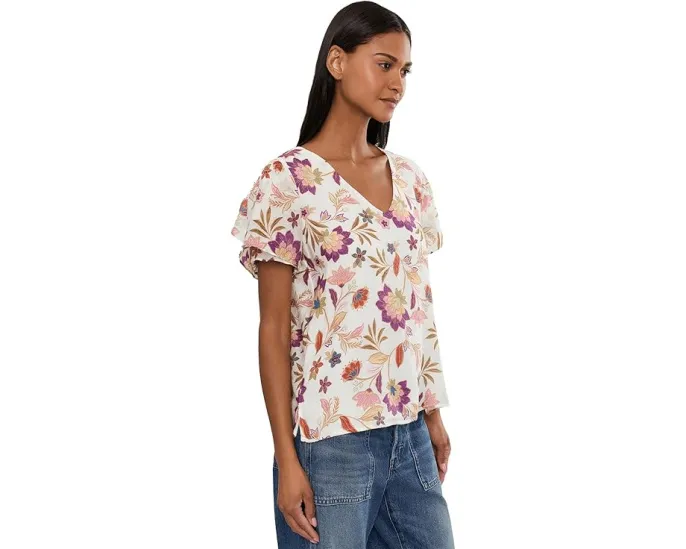Топ с круглым вырезом и рюшами Vince Camuto