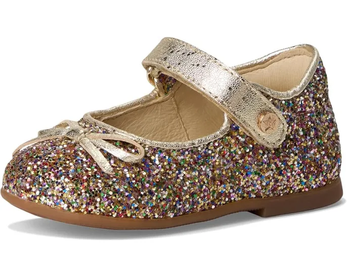 Балетки Naturino для девочек с блестками и ремешком на липучке