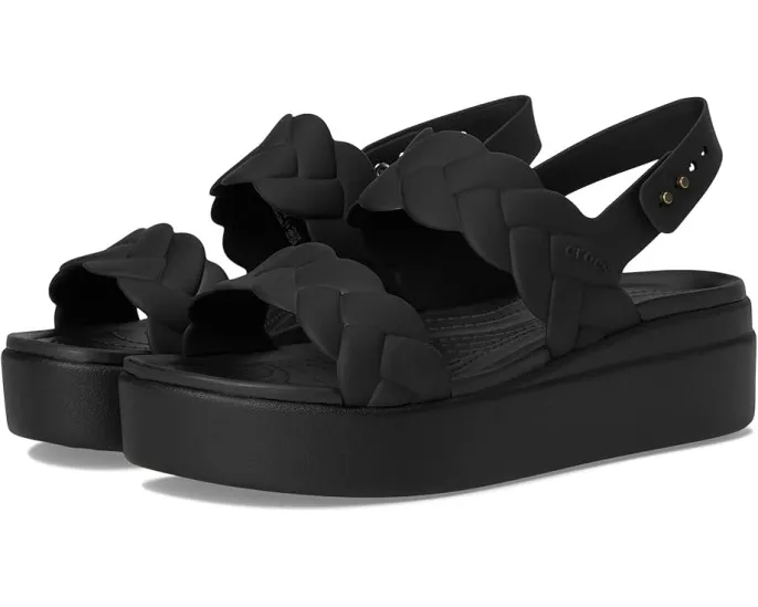 Сандалии Crocs Brooklyn с низким клином и плетеным верхом