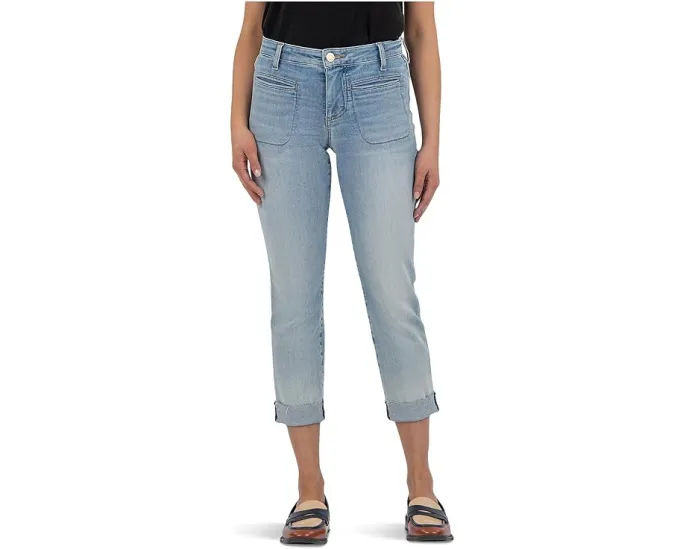 Джинсы KUT from the Kloth Amy Crop с прямыми штанинами и подвернутым подолом