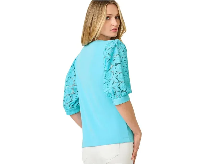 Топ Ronson с ажурными рукавами и пуговицами от Lilly Pulitzer