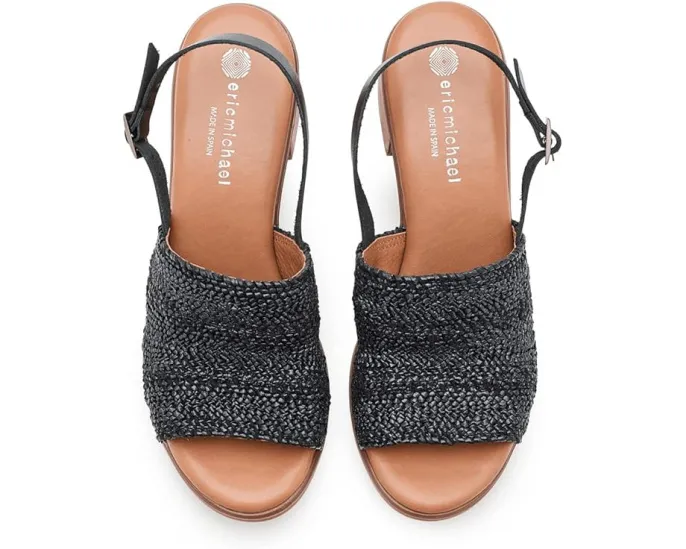 Босоножки Eric Michael Rafa с ремешком на пятке из кожи под рафию