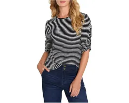 Футболка NIC+ZOE Striped Ruched Elbow Sleeve с присборенными рукавами