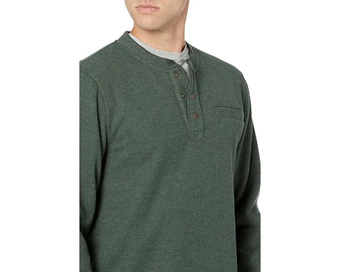 Хенли L.L.Bean Katahdin Iron Works с вафельной вязкой и планкой на пуговицах