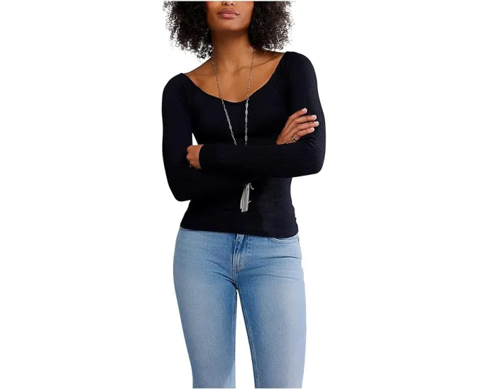 Топ Free People Sleek Rib Layering с очень широким вырезом