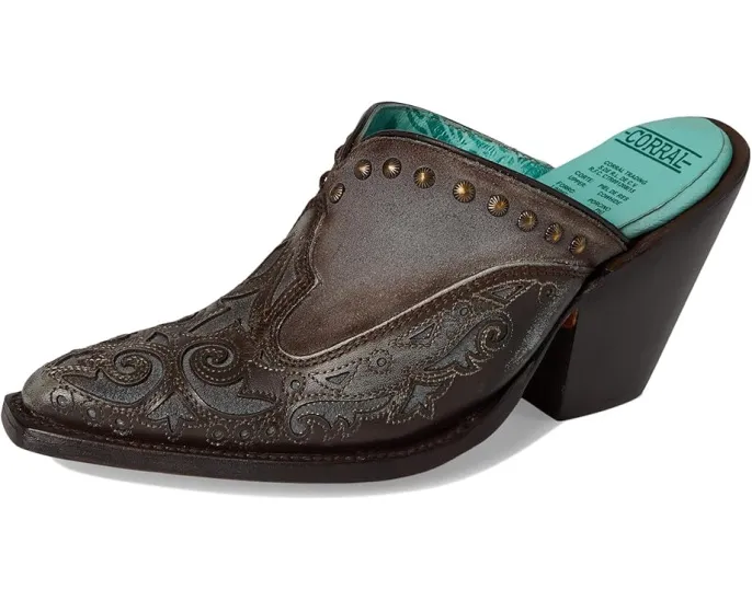 Мюли Corral Boots Lady с вышивкой и заклепками на каблуке 4 дюйма