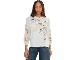 Johnny Was Топ с рукавом 3/4 и комбинированной отделкой