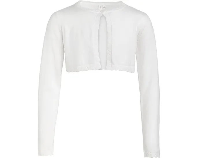 Короткий кардиган Cropped Cardigan с ажурной отделкой и длинными рукавами