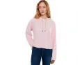 Textured Cotton Long Sleeve Shirttail Hoodie Sweatshirt
