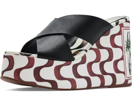 Босоножки-танкетки Copacabana Wedge Sandals от FARM Rio на высоком каблуке из кожи