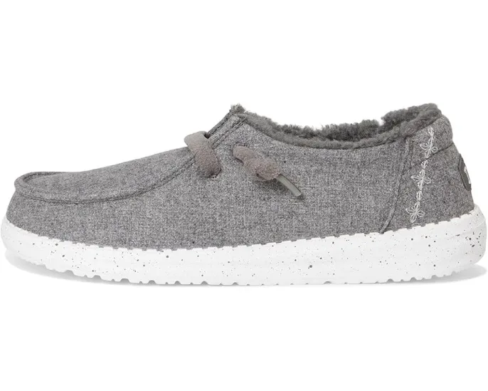Детские лоферы Hey Dude Kids Wendy Wool Cozy из шерсти с искусственным мехом