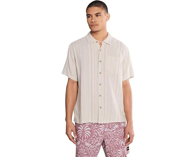 Hurley Oceanside Рубашка с коротким рукавом в полоску и льняной тканью