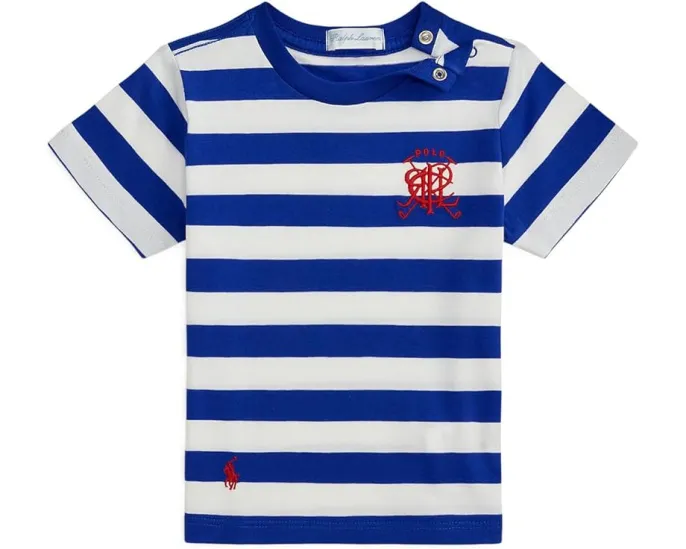 Полосатая футболка Crest из хлопка для младенцев Polo Ralph Lauren