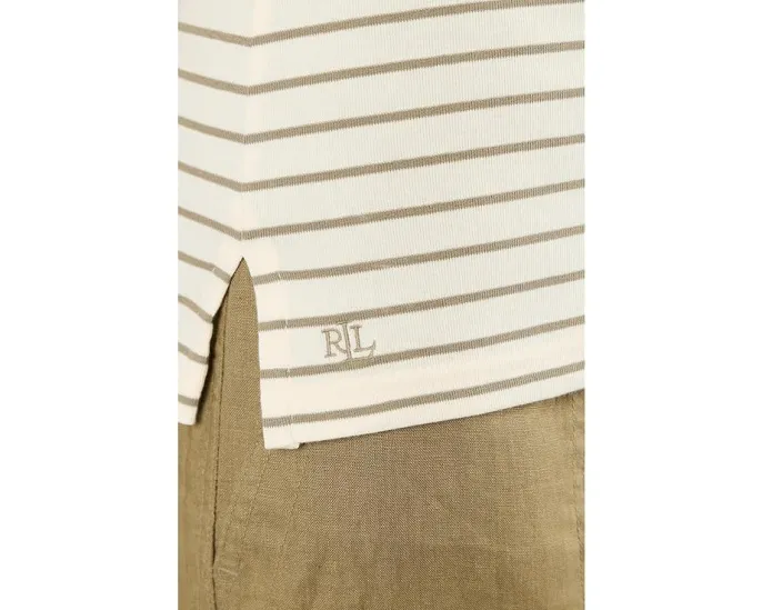 Футболка Petite Striped Stretch Cotton Boatneck Tee от Lauren Ralph Lauren