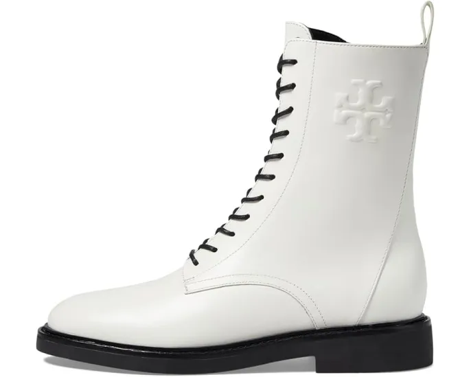 Ботинки Tory Burch Double T Combat с молнией сбоку и квадратным каблуком