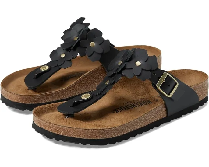 Сандалии Birkenstock Gizeh Flowers из кожи с регулируемой пряжкой