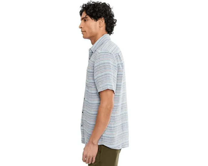 Рубашка Faherty Short Sleeve Palma Linen Shirt из 100% льна с накладным карманом