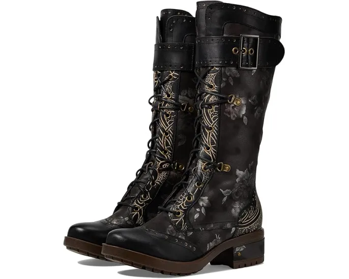 Ботинки Kisha-Boss до середины икры с миндалевидным носком и шнуровкой