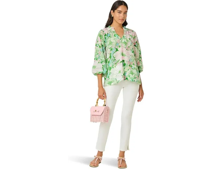 Блуза Lilly Pulitzer Lourdes 3/4 Sleeve Cotton с цветочным принтом