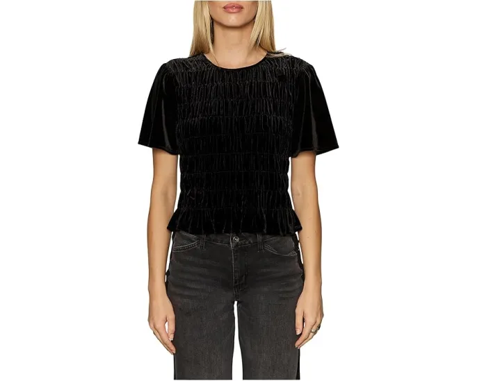 Вельветовый топ Sanctuary с вырезом на спинке и сборками