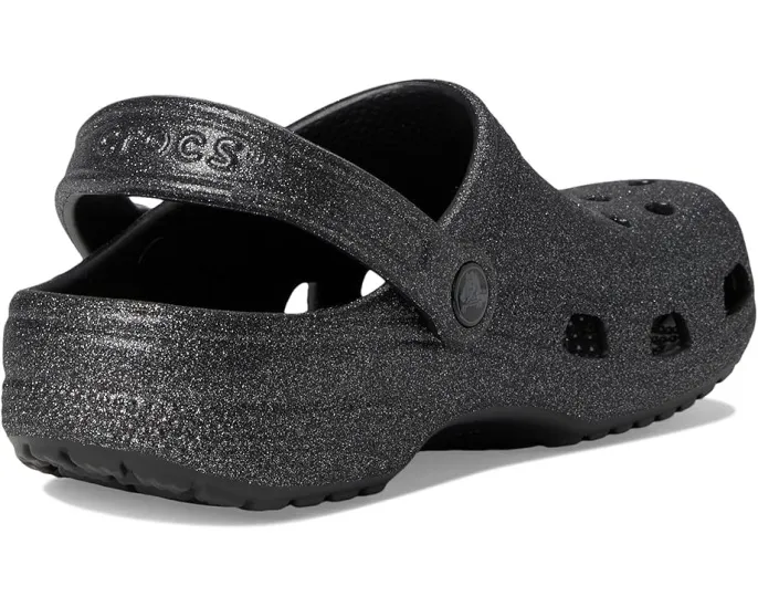 Кроксы Classic Clog с блестками и регулируемым ремешком