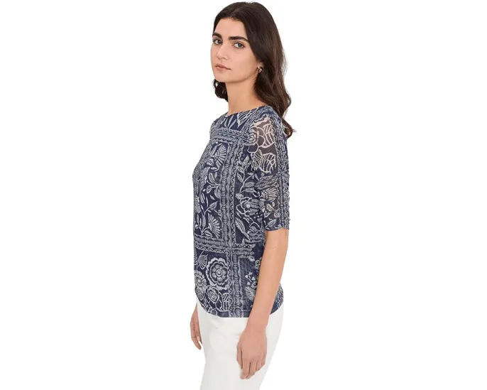 Johnny Was топ с рукавами-фонариками из сетки