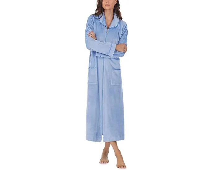 Халат Eileen West с длинным рукавом из велюра на молнии