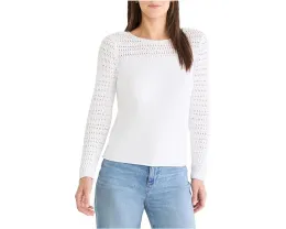 Свитер NIC+ZOE Petite с ажурными вставками и круглым вырезом