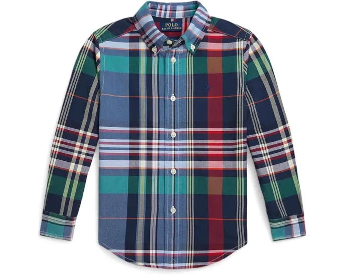 Рубашка Polo Ralph Lauren Kids из хлопкового оксфорда в клетку для малышей