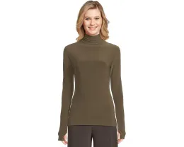 Norma Kamali Топ с длинным рукавом Slim Fit Long Sleeve Turtle Top с принтом и отверстиями для большого пальца