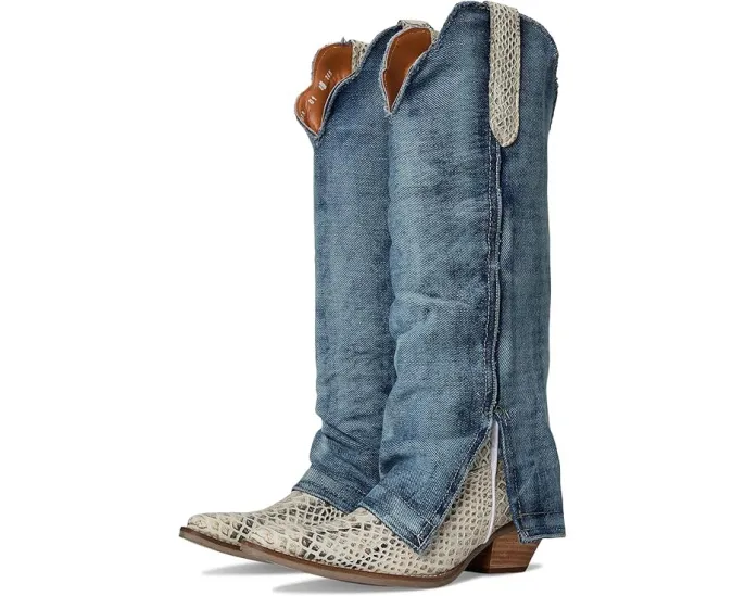 Кожаные ботинки Dingo Shabby Leather Boot с принтом под кожу рептилии