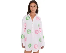 Длинная блуза Lilly Pulitzer Kwitney с цветочной вышивкой из хлопка