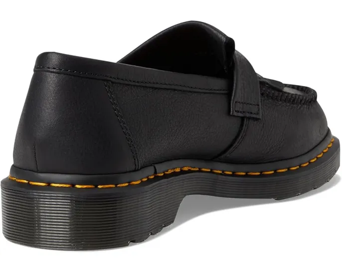 Кожаные лоферы Dr. Martens Adrian с желтой строчкой и декоративными кисточками