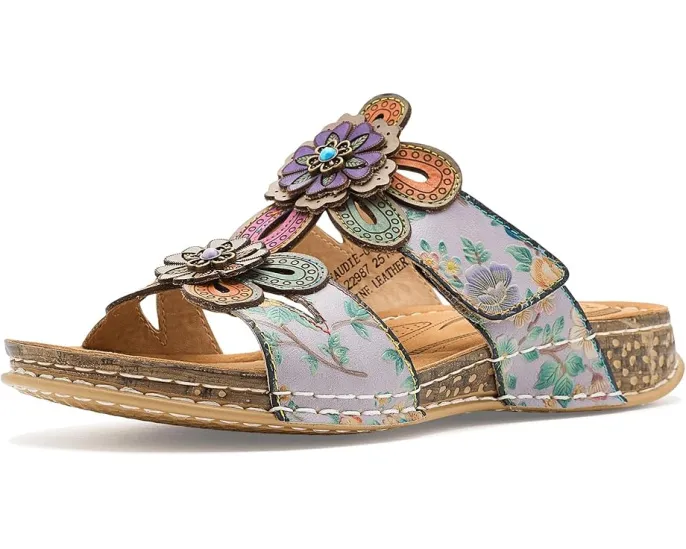 L'Artiste by Spring Step Сандалии Beaudie с ручной росписью и цветами из кожи