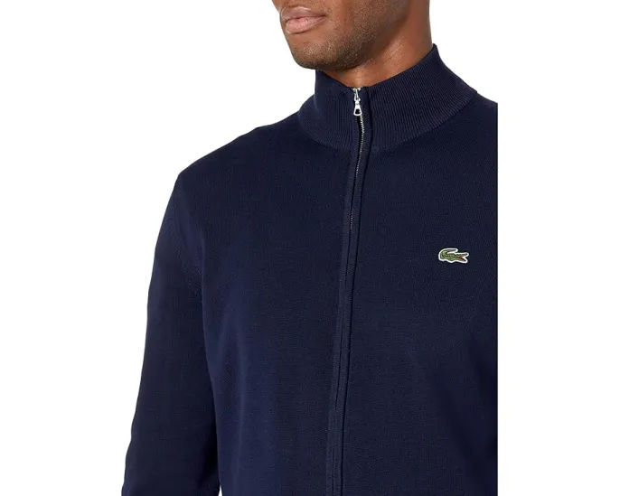 Свитер Lacoste с высоким воротником и молнией из 100% хлопка