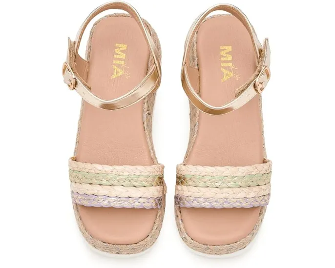 Детские сандалии Mia Kids Zhara на металлизированной танкетке с плетеным верхом
