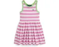 Платье Polo Ralph Lauren Kids из хлопкового джерси в полоску с контрастной отделкой