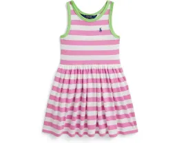 Платье Polo Ralph Lauren Kids из хлопкового джерси в полоску с контрастной отделкой