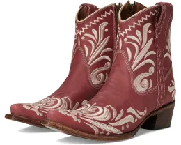 Ботинки Corral L6223 с красной вышивкой и молнией на щиколотке