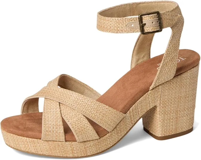 Босоножки TOMS Majorca Strappy на каблуке с ремешками и замшевым верхом