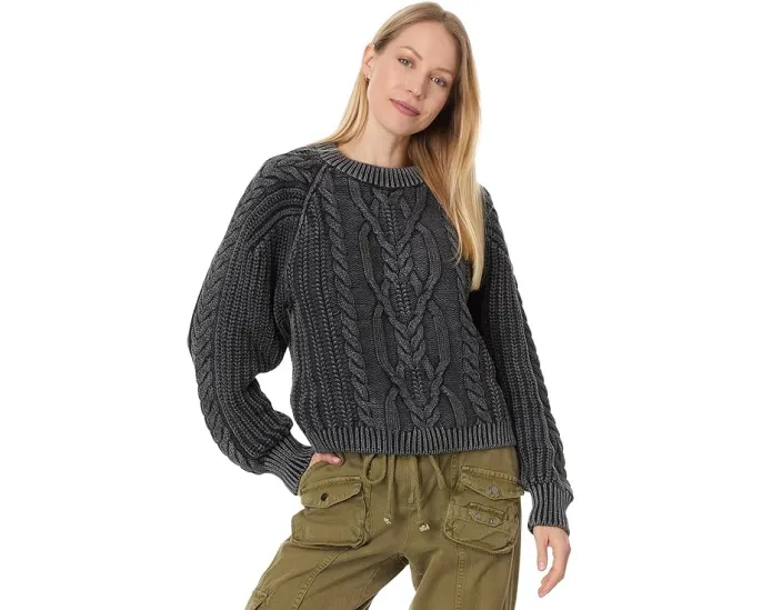 Свитер Free People Frankie Cable с рельефным узором и округлым вырезом