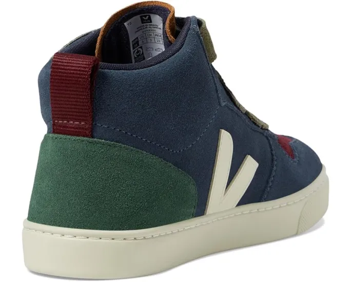 Детские кроссовки VEJA Small V-10 Mid на липучке из кожи